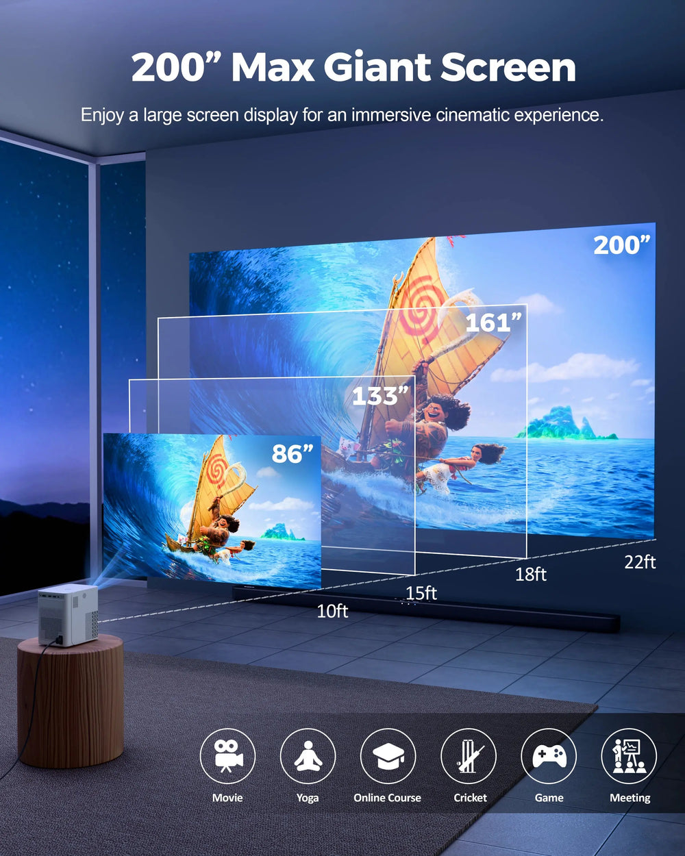 FEDUS Lustre Home Projector – Full HD 1080P LED Projector for Movies, Gaming & Outdoor Entertainment, HDMI, USB, VGA Support, Built-in Speaker, Compact & Portable FEDUS