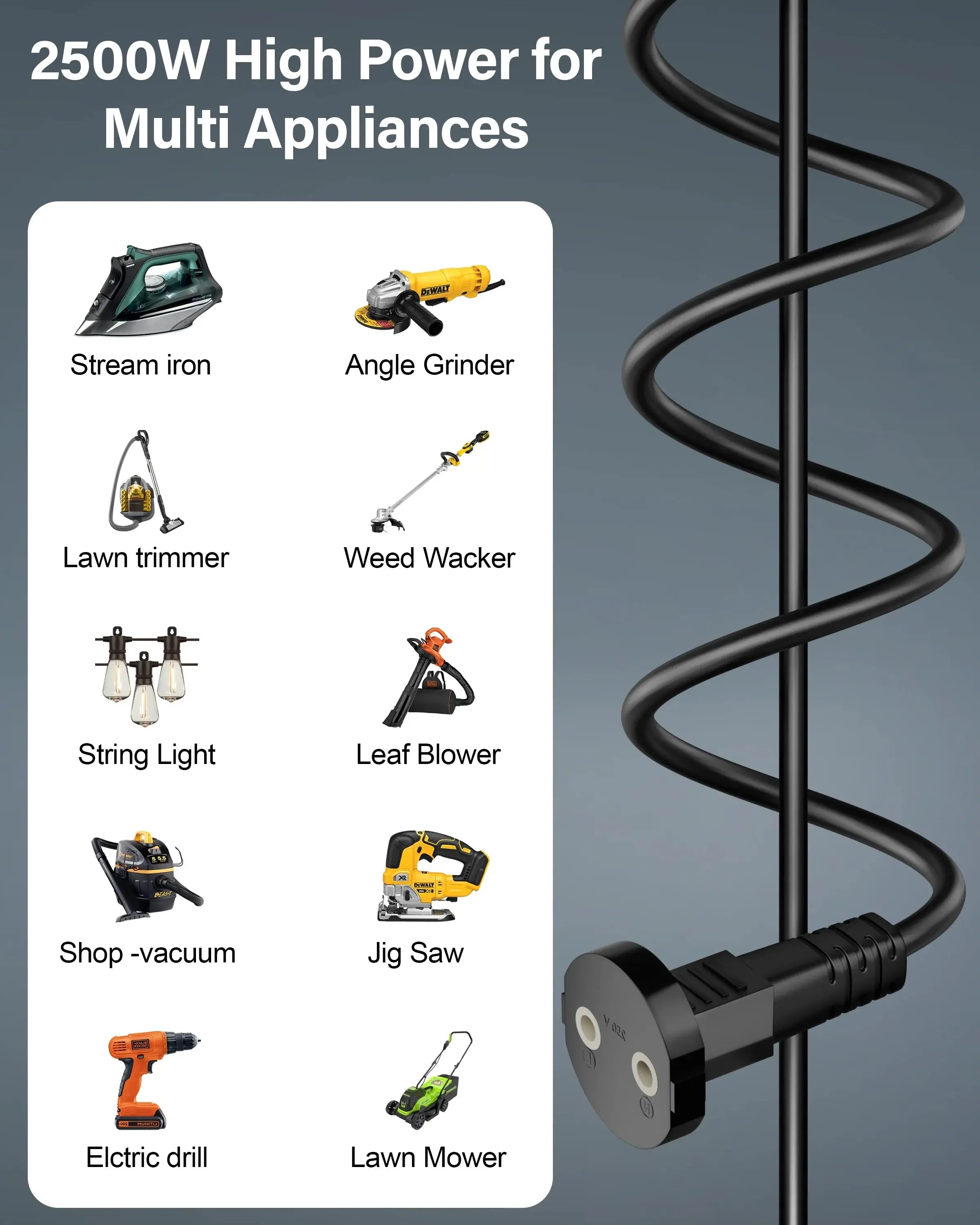 FEDUS 18AWG Heavy Duty Male to Female 2 Pin Power Extension Cord Wire, 10amp Indoor Outdoor Power Cord Extension Electrical Extender Power Cable for appliances, Electronics, Power Tools Cheeku Technologies