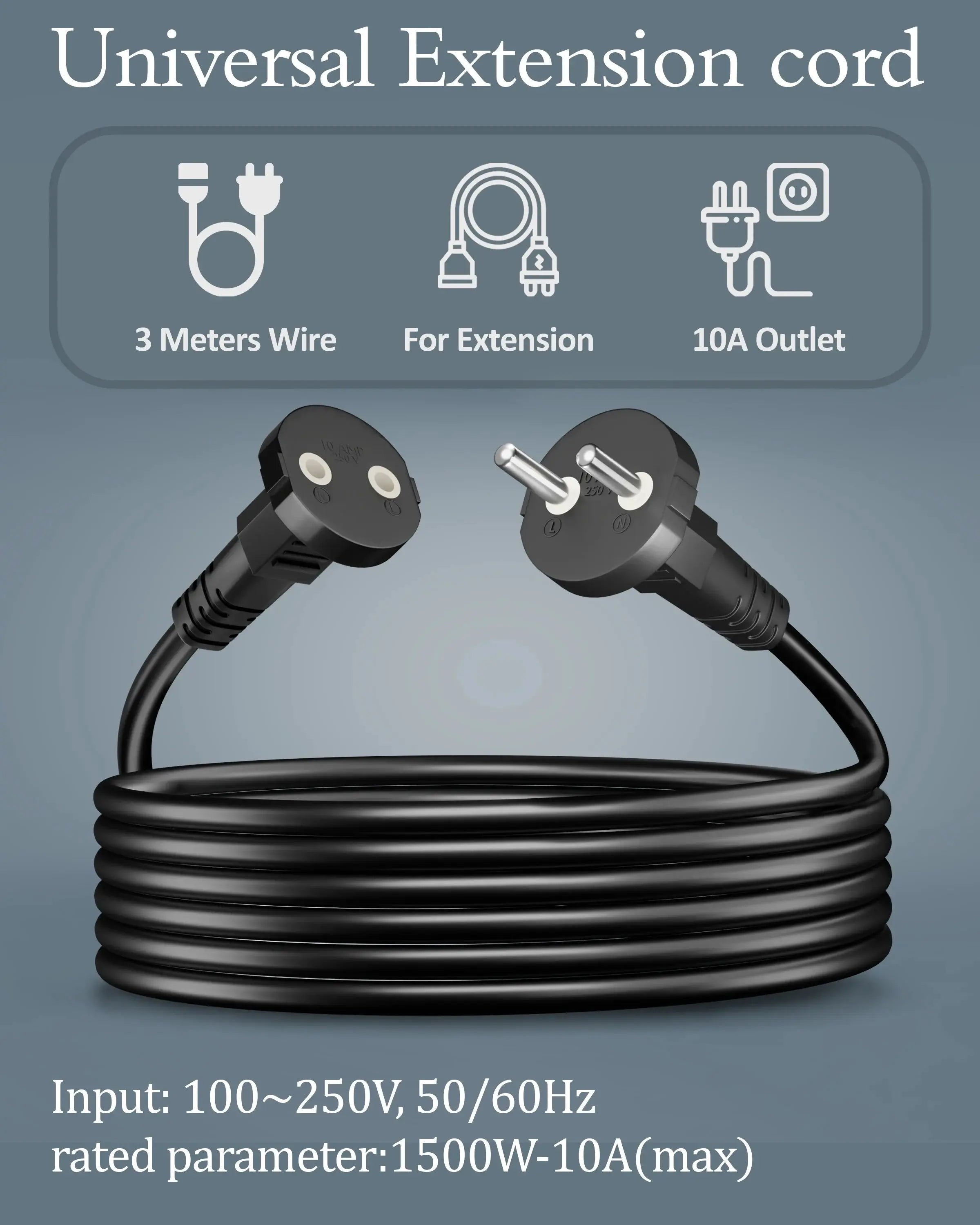 FEDUS 18AWG Heavy Duty Male to Female 2 Pin Power Extension Cord Wire, 10amp Indoor Outdoor Power Cord Extension Electrical Extender Power Cable for appliances, Electronics, Power Tools Cheeku Technologies