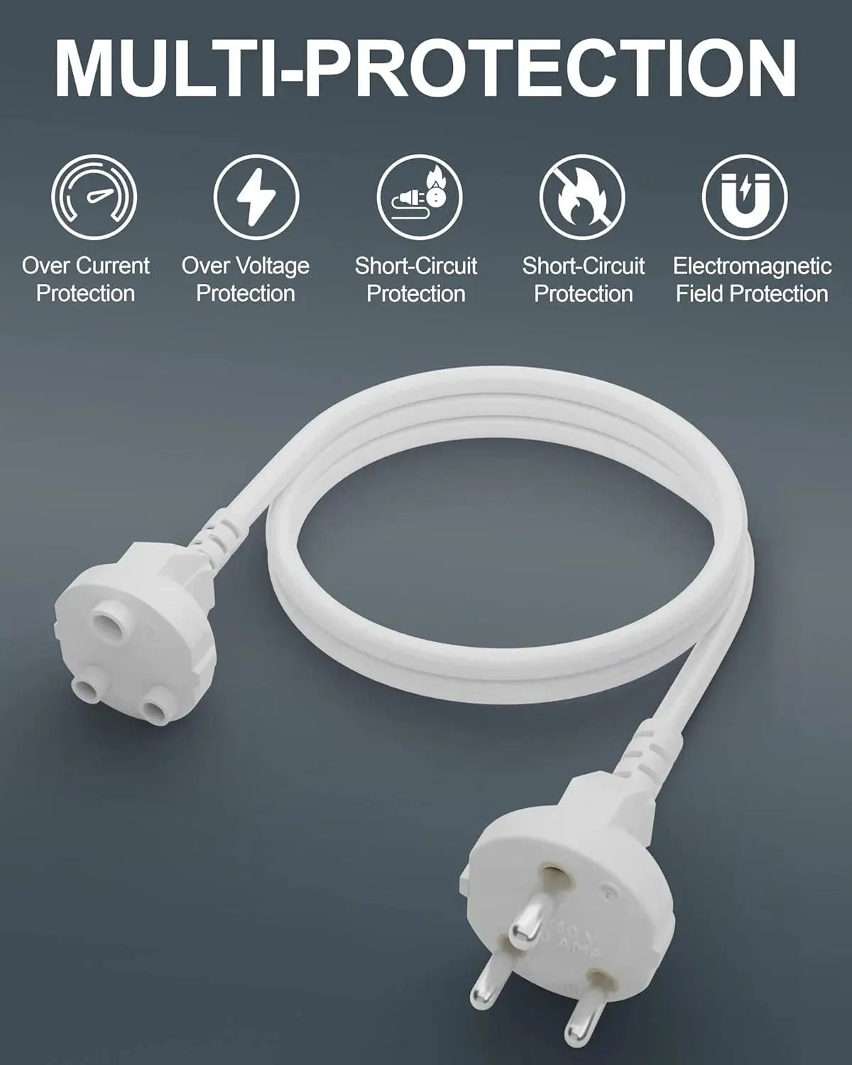 FEDUS 18AWG Heavy Duty Male to Female 3 Pin Power Extension Cord Wire, 10amp Indoor Outdoor Power Extension Electrical Extender Power Cable for appliances, Electronics, and Tools, White FEDUS