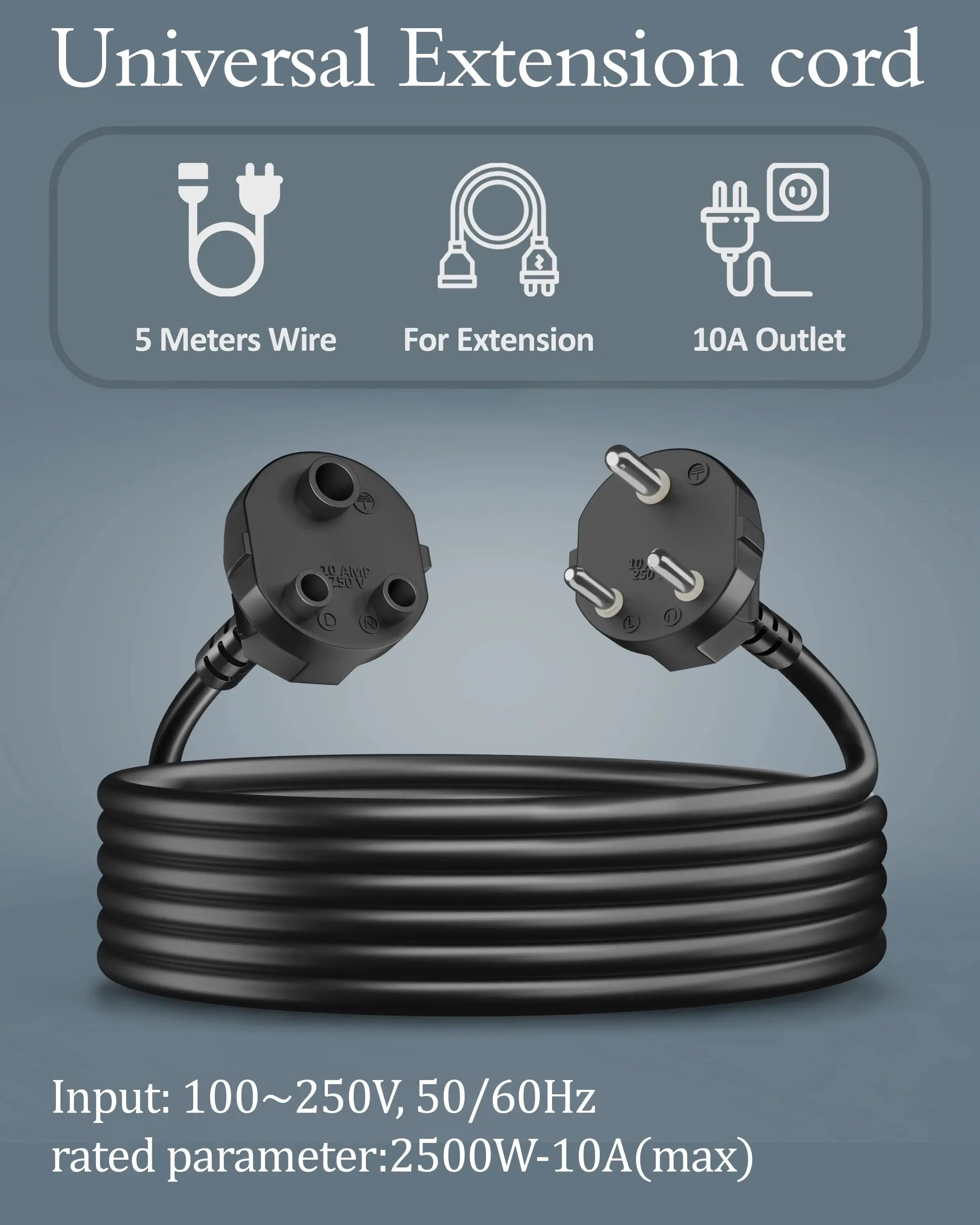 FEDUS 18AWG Heavy Duty Male to Female 3 Pin Power Extension Cord Wire, 10amp Indoor Outdoor Power Cord Extension Electrical Extender Power Cable for appliances, Electronics and Power Tools Cheeku Technologies