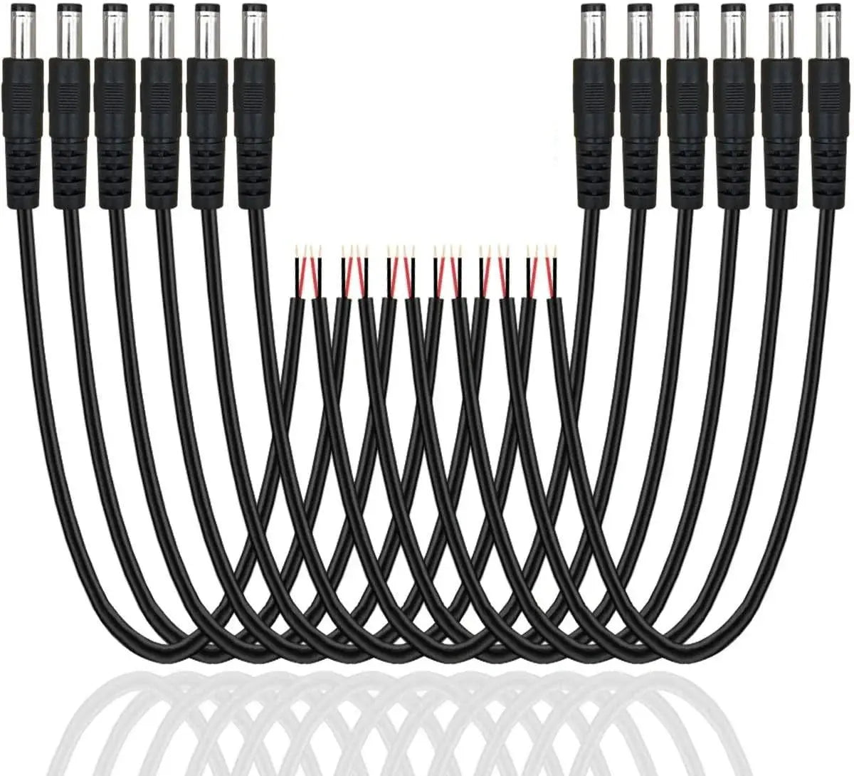 FEDUS 10 inch 30cm 2.1 x 5.5mm Male DC Power Pigtail Connectors for CCTV Surveillance Camera FEDUS
