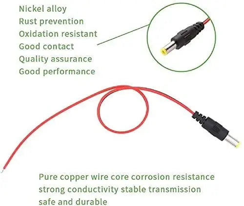 FEDUS 10 inch 30cm 2.1 x 5.5mm Male DC Power Pigtail Connectors for CCTV Surveillance Camera FEDUS