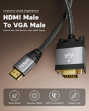 FEDUS HDMI to VGA Cable Adapter 1080P@60Hz Uni-Directional HDMI Computer to VGA Monitor Cable (Male to Male) Compatible for Computer, Desktop, Laptop, PC, Monitor, Projector, HDTV, Roku, Xbox FEDUS