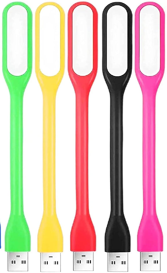 FEDUS Mini Adjustable Book USB LED Light Night Lamps for Power Bank, PC Laptop Computer Keyboard, Flexible Goose Neck Reading (Pack of 5 Colour As Per Availability)