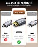 FEDUS Mini HDMI(Not Micro) to HDMI Cable 4.9FT, Aluminum Shell Braided 4K 60Hz, 2K@120Hz,1080P, HDMI 2.0 Cord, Compatible with Camera, Camcorder, Tablet, Graphics/Video Card, Laptop, Raspberry Pi Zero W FEDUS