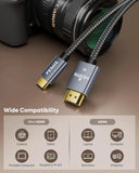 FEDUS Mini HDMI(Not Micro) to HDMI Cable 4.9FT, Aluminum Shell Braided 4K 60Hz, 2K@120Hz,1080P, HDMI 2.0 Cord, Compatible with Camera, Camcorder, Tablet, Graphics/Video Card, Laptop, Raspberry Pi Zero W FEDUS