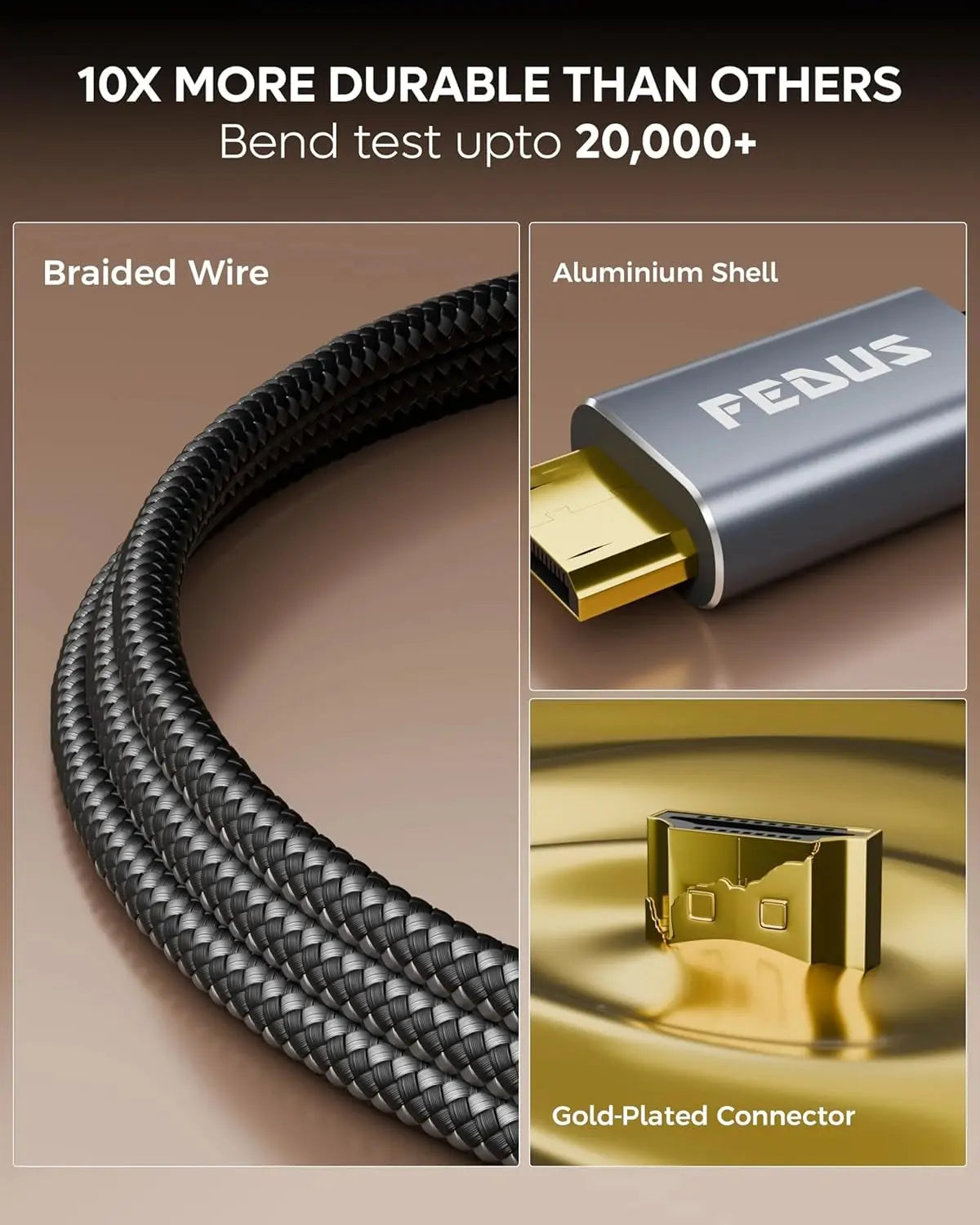 FEDUS Mini HDMI(Not Micro) to HDMI Cable 4.9FT, Aluminum Shell Braided 4K 60Hz, 2K@120Hz,1080P, HDMI 2.0 Cord, Compatible with Camera, Camcorder, Tablet, Graphics/Video Card, Laptop, Raspberry Pi Zero W FEDUS