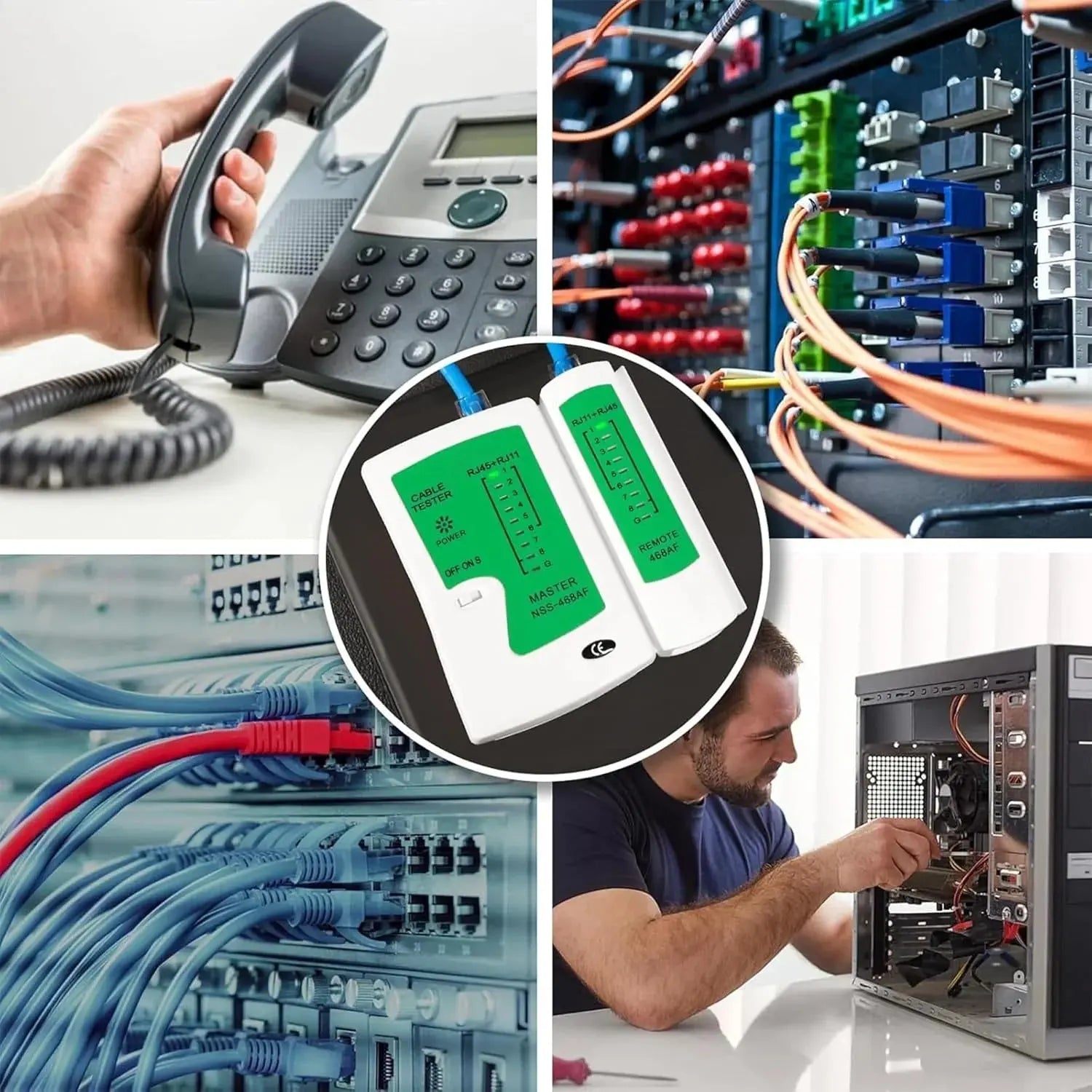 FEDUS Network Cable Tester, RJ45 And RJ11 Lan Cable Tester With 9V Battery, LED Indicators RJ12 CAT5 CAT 6 UTP Ethernet Cable Tester, RJ11 RJ12 ethernet Cable Tester FEDUS