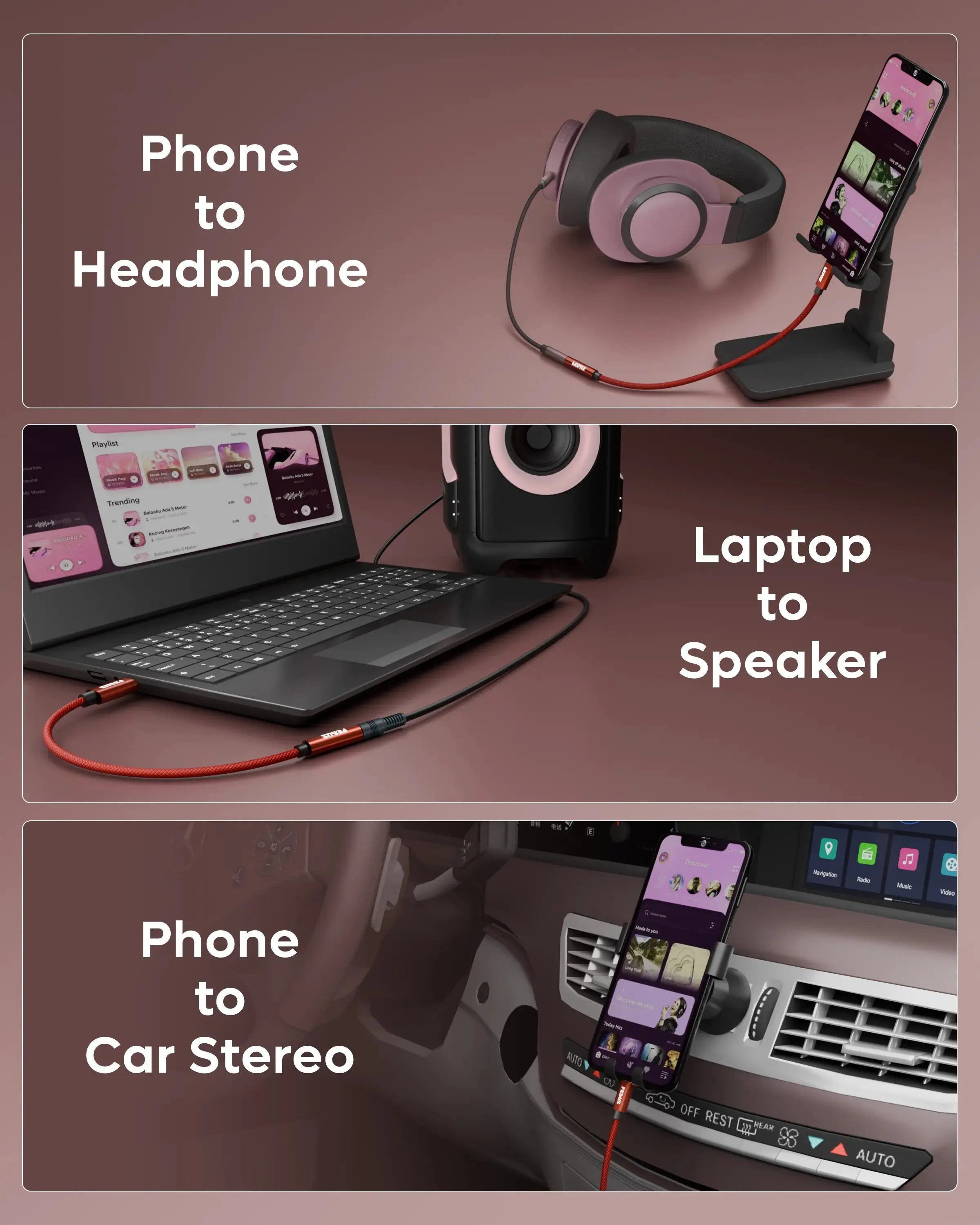 FEDUS Novus USB Type C to 3.5mm Audio Jack Adapter Connector, DAC Chip Headphone Earphones Converter Aux Dongle Cable Compatible with Mobile, iPhone 15/16, Samsung S24/S23/S21, OnePlus, Pixel, iPad, 5.5-Inch FEDUS