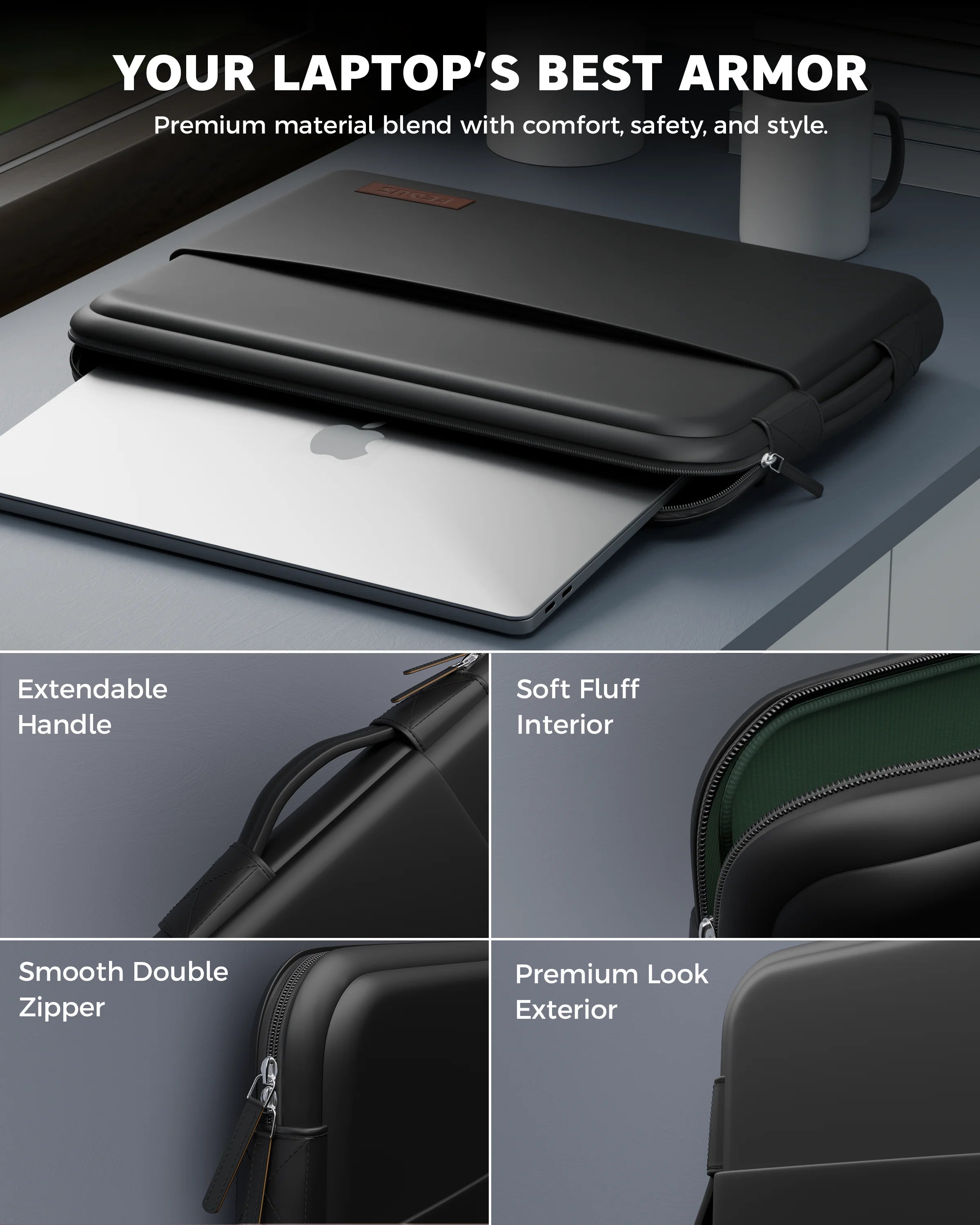 oro onyx black laptop sleeve 2