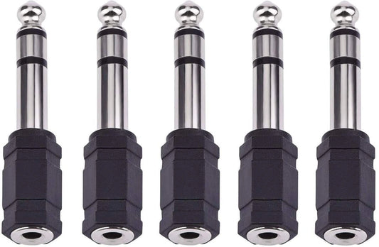 FEDUS Pack 5, 6.35mm Stereo Male to 3.5mm Female Stereo Jack Headphone Adapter Converter