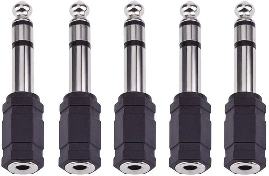 FEDUS Pack 5, 6.35mm Stereo Male to 3.5mm Female Stereo Jack Headphone Adapter Converter FEDUS