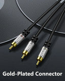 FEDUS RCA cable, 3 RCA Male to 3 RCA Male Double Shielded Oxygen-Free Copper RCA to RCA cable, Heavy Duty Gold Plated Stereo Audio Video Cable, AV cable for TV, LED Home Theater, DTH, Laptop PC DVD FEDUS