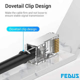 FEDUS RJ45 Cat7 & Cat6A Crimping Connectors plug, 50U Nickel Plated 3 Prong Shielded FTP/STP External Ground 23 AWG (0.573mm) Cable, RJ45 8P8C Plug, SILVER FEDUS