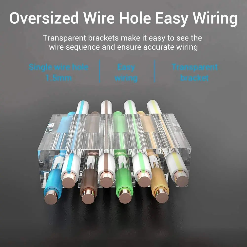 FEDUS RJ45 Cat7 & Cat6A Crimping Connectors plug, 50U Nickel Plated 3 Prong Shielded FTP/STP External Ground 23 AWG (0.573mm) Cable, RJ45 8P8C Plug, SILVER FEDUS