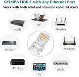 FEDUS RJ45 Cat6 Pass-Through Connector RJ45 Ends, Cat5, Cat5e, Cat6 8P8C RJ45 Connector, Ethernet Cable Crimp Connectors UTP Network Plug Solid Wire and Standard Cable, LAN Crimp FEDUS