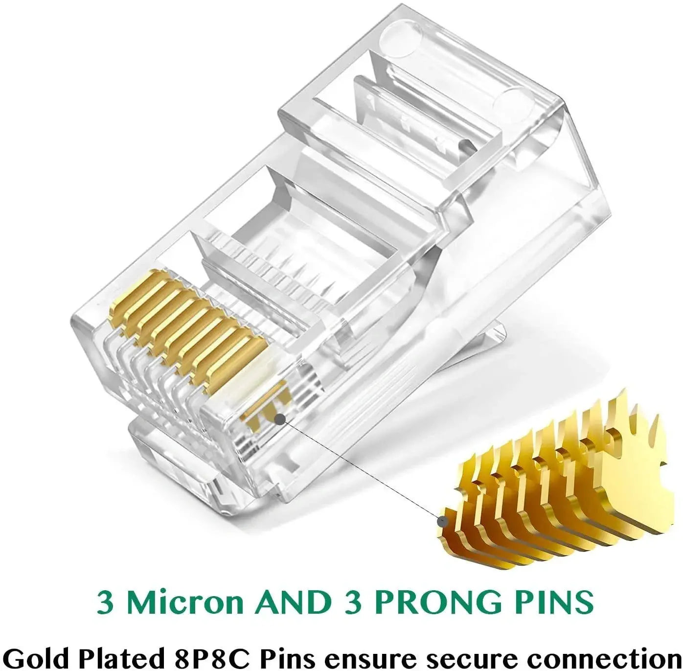FEDUS RJ45 Cat6 Pass-Through Connector RJ45 Ends, Cat5, Cat5e, Cat6 8P8C RJ45 Connector, Ethernet Cable Crimp Connectors UTP Network Plug Solid Wire and Standard Cable, LAN Crimp FEDUS