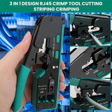 FEDUS RJ45 Crimping Tool Kit, Passthrough Crimping Tool rj45 Crimping machine for Cat8 Cat7 Cat6A Cat6 Cat5E Cat5 Ethernet tool kit, 25PCS Passthrough Connector & Boot Covers, Cut and Strip Tool, Green, combo-2 FEDUS