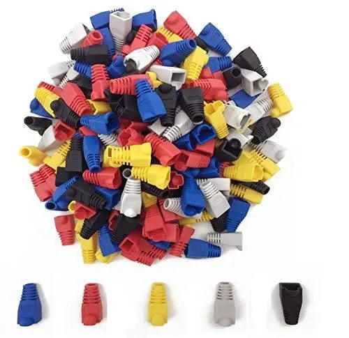 FEDUS RJ45 Rubber Boot CAT6 CAT6E CAT5 CAT5E Ethernet Network Cable Strain Relief Boots Cable Cap Connector Plug Cover Mixed Colors (Pack of 50) FEDUS