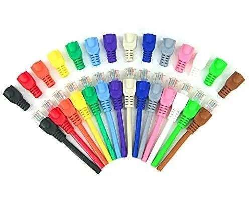FEDUS RJ45 Rubber Boot CAT6 CAT6E CAT5 CAT5E Ethernet Network Cable Strain Relief Boots Cable Cap Connector Plug Cover Mixed Colors (Pack of 50) FEDUS