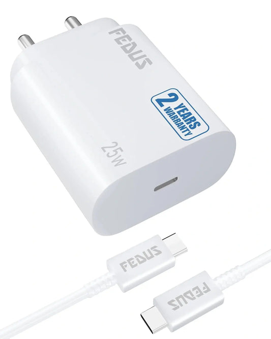 FEDUS Samsung 25W Fast Type-C Charger with Cable Compatible with Samsung Galaxy S25/S25 Plus Ultra/S24+/S23 Ultra Cheeku Technologies