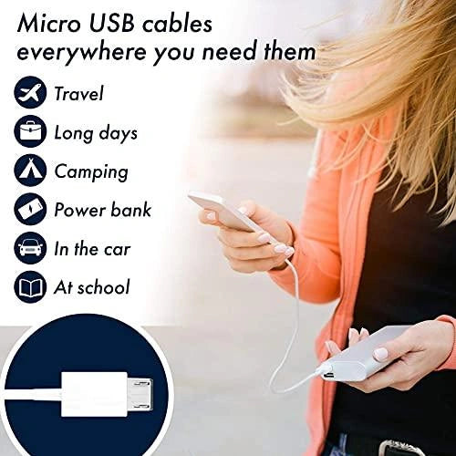 FEDUS Short Sleek, Portable and Universal Micro to USB Fast Charging Power Bank Charging Cable Data Sync Tangle-free Cable (19 cm, 7.5 Inch),