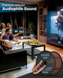 16 Gauge Speaker Wire Crystal Clear - Oxygen-Free Copper, Transparent Audio Cable FEDUS