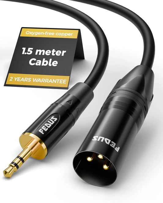 FEDUS StagePro 3.5mm to XLR Balanced Cable Adapter, Professional Low Noise Gold-Plated 1/8 inch Aux to XLR Male Audio Cord Wire for Cell Phone, Laptop, Speaker, Mixer, iPhone, iPod, Tablet FEDUS