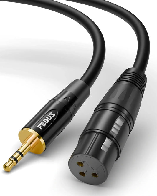 FEDUS StagePro 3.5mm to XLR Balanced Microphone Cable Adapter, Professional Low Noise Gold-Plated 1/8 inch Aux to XLR Female Audio Cord Wire for Phone, Tablet, Laptop, Speaker, Mixer, iPhone FEDUS
