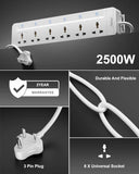 FEDUS Surge Protector, 6 Universal Sockets with Individual Switch, Long Cable, Extension Board Cord, Automatic Overload Protection, Fireproof Power Strip Switch Board, Spike Guard FEDUS