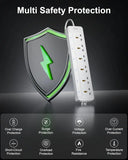 FEDUS Surge Protector, 6 Universal Sockets with Individual Switch, Long Cable, Extension Board Cord, Automatic Overload Protection, Fireproof Power Strip Switch Board, Spike Guard FEDUS