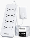 FEDUS Surge Protector, 8 Universal Sockets with MOV, OLP Protection, Long Cable, Extension Board Cord, Automatic Overload Protection, Fireproof Power Strip Switch Board, Spike Guard FEDUS