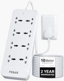 FEDUS Surge Protector, 8 Universal Sockets with MOV, OLP Protection, Long Cable, Extension Board Cord, Automatic Overload Protection, Fireproof Power Strip Switch Board, Spike Guard