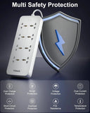FEDUS Surge Protector, 8 Universal Sockets with MOV, OLP Protection, Long Cable, Extension Board Cord, Automatic Overload Protection, Fireproof Power Strip Switch Board, Spike Guard FEDUS