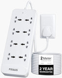 FEDUS Surge Protector, 8 Universal Sockets with MOV, OLP Protection, Long Cable, Extension Board Cord, Automatic Overload Protection, Fireproof Power Strip Switch Board, Spike Guard FEDUS