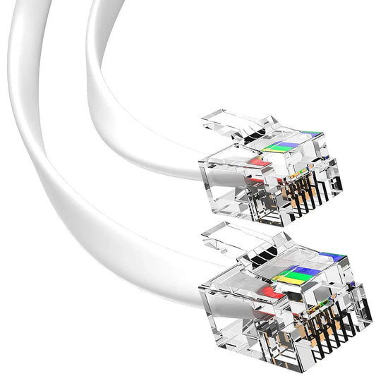 FEDUS Telephone Line Landline Cable Extension Cord Male To Male 2 Pair (4 Core) Landline Wire With Standard RJ-11 Plugs Connectors For High-Speed Internet Modem Cheeku Technologies