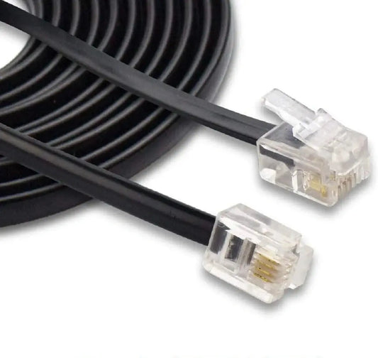 FEDUS Telephone Landline Extension Cord Cable Landline Wire with Standard RJ-11 Plugs, High-Speed Internet Modem Cable Black FEDUS
