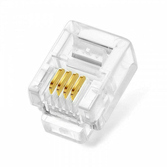 FEDUS Telephone Plug 4 Pin RJ11 6P4C Modular Plug Telephone Phone Connector Crystal Head Plug Network Connector (6/2, Telephone Cord Connector Adapter Crimp) Four-core Cable RJ 11 Plug