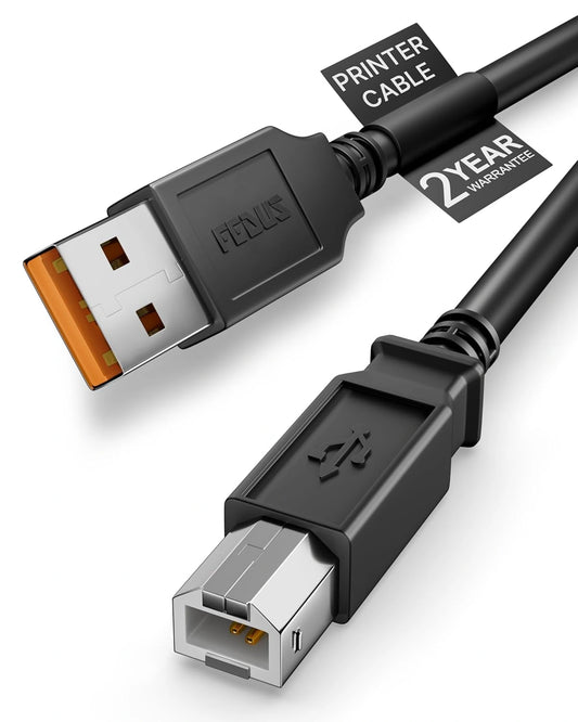 FEDUS TitanLink USB 2.0 Printer Cable, USB Type A to USB Type B cable, 1.5 Meter High-Speed MIDI Controller, Scanner Cord for Computer, Laptop, Printers, HP, Canon, Epson, Brother, Dell, DAC & Piano