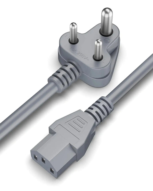 FEDUS TPR (Thermoplastic Rubber) Desktop PC Computer Power Cord, 2500 Watt IEC C13 Cable for Gaming pC, 3 Pin Ac Wire Lead for SMPS Power Supply, Monitor, Printer, Electric Kettle, TV, Grey FEDUS