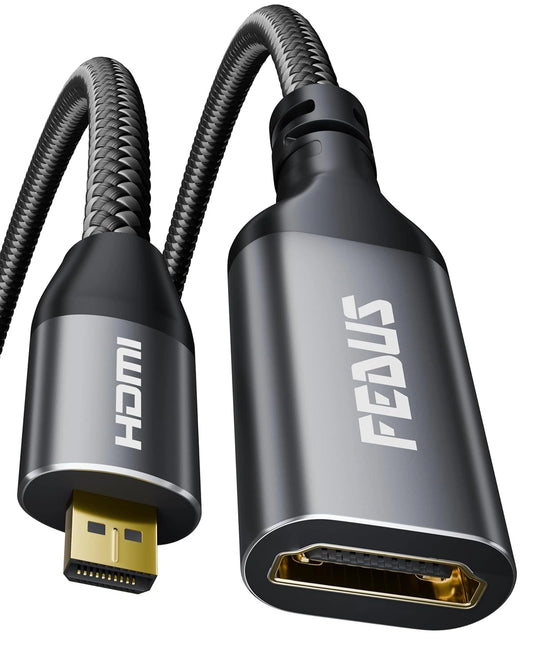 FEDUS UltraStream 4K Micro HDMI to HDMI Cable Adapter 60Hz 18Gbps 1.5 Meter High-Speed Cord for Raspberry Pi 5/4, GoPro Hero 11/10/7, Sony A6400 Camera, DSLR, Tablet, Projector, Samsung G8, G9, Cam Link