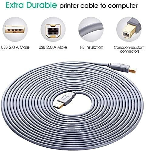 FEDUS USB 2.0 High Speed Printer Cable Scanner Cable A Male to B Male for HP, Canon, Etc.-Grey