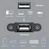 FEDUS Panel- Mount USB 2.0 Male to Female Extension Cable, 17-inch /43cm USB 2.0 Type A Male to Type A Female with Screw Hole Panel Mount Adapter External Cable FEDUS
