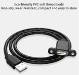 FEDUS Panel- Mount USB 2.0 Male to Female Extension Cable, 17-inch /43cm USB 2.0 Type A Male to Type A Female with Screw Hole Panel Mount Adapter External Cable FEDUS