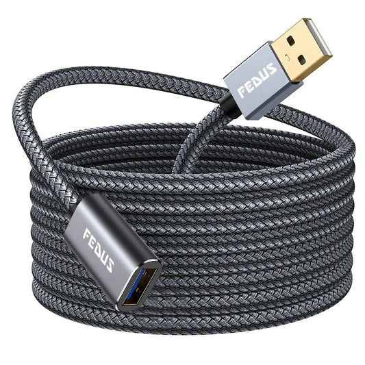 FEDUS USB 3.0 Extension Cable, Aluminum Alloy USB Cable Extender SuperSpeed USB 3.0 Type A Male to USB A Female Extension Cord for Printer, TV, PlayStation, Xbox, Hard Drive, Keyboard, USB hub FEDUS