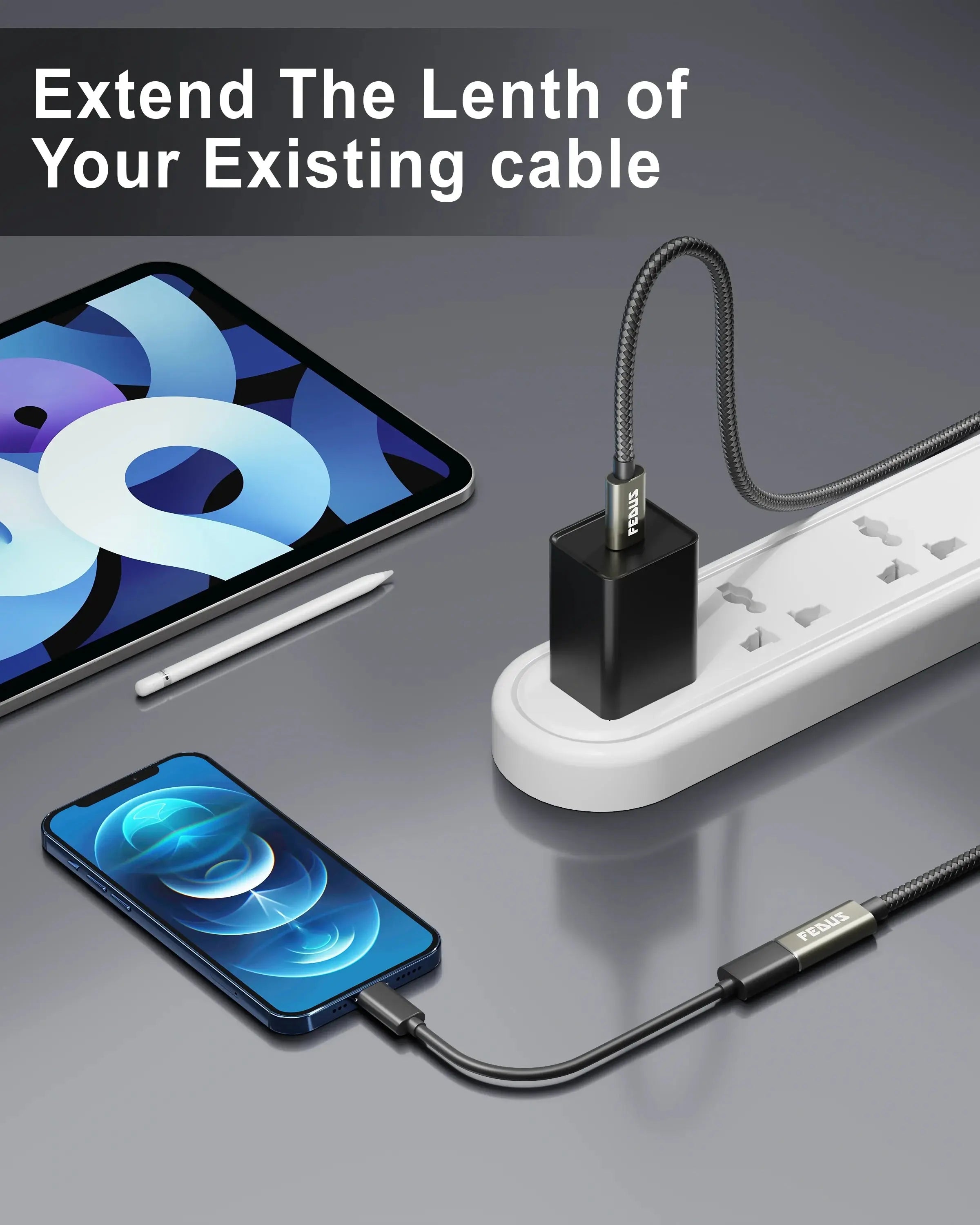 FEDUS USB C Extension Cable10Gbps, USB Type C 3.1 Gen 2 Male to Female Extension Charging 4K Video Sync wire C Type Male to Female Extender Cord Cheeku Technologies