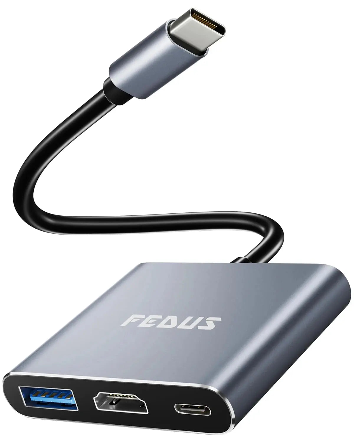 FEDUS 3-in-1 USB Hub Type C Hub, USB C Hub, USB Type C to 4K HDMI adapter Converter, Type C to USB 3.0@5gbps Type a Converter With 65W Power Delivery for MacBook Pro/Air, iPhone, Phones, Tablets, Pc Computer FEDUS