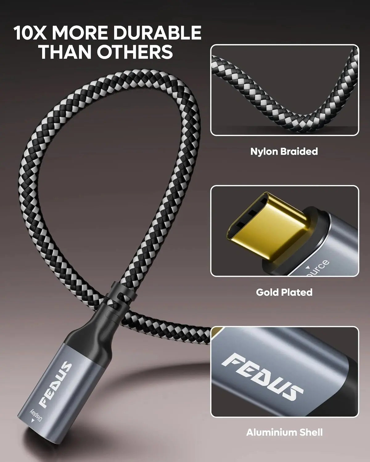 FEDUS USB C to HDMI Adapter 4K@60Hz Type-C to HDMI Female Converter Cable, Portable C Port HDMI Adapter Connector Hub for TV, Monitor and MacBook Pro/Air, Ipad, Surface, Samsung Galaxy Note, XPS FEDUS