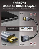 FEDUS USB C to HDMI Adapter 4K@60Hz Type-C to HDMI Female Converter Cable, Portable C Port HDMI Adapter Connector Hub for TV, Monitor and MacBook Pro/Air, Ipad, Surface, Samsung Galaxy Note, XPS FEDUS